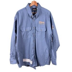 Bulwark Button Down Protective Apparel Men Size XL Blue Flame Resistant Shirt*
